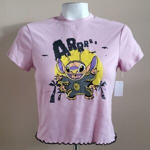 Juniors Disney STITCH Arrrr... Halloween Cropped Tee Size XS S M L XL 1X 2X NWT